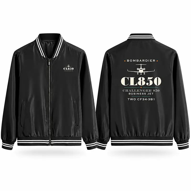 Bombardier Challenger 850 Stylish Jackets - Baseball Collar - Heritage - Black
