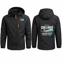 Thumbnail for Bombardier Challenger 850 Stylish Jackets - Hooded Windbreaker - Cartoon - Black