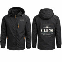 Thumbnail for Bombardier Challenger 850 Stylish Jackets - Hooded Windbreaker - Heritage - Black