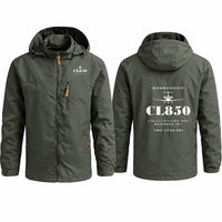 Thumbnail for Bombardier Challenger 850 Stylish Jackets - Hooded Windbreaker - Heritage - Olive Green