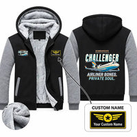 Thumbnail for Bombardier Challenger 850 Zipped Sweatshirts - Cartoon + Name - Black & Gray