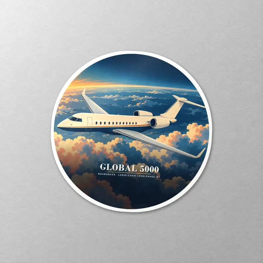 Bombardier Global 5000 - 3D - Circle Sticker - Close-up