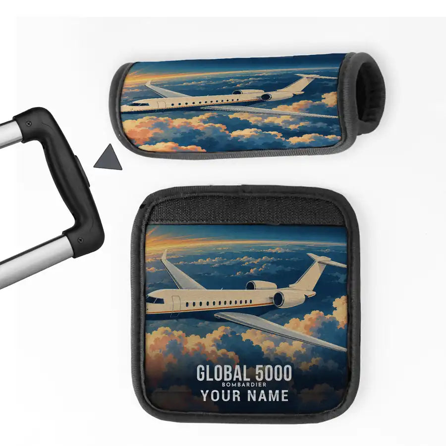 Bombardier Global 5000 - 3D + Name - Luggage Handle Cover - Full Print