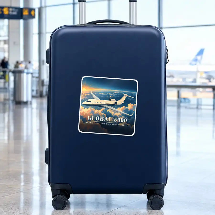 Bombardier Global 5000 - 3D - Square Sticker - Suitcase