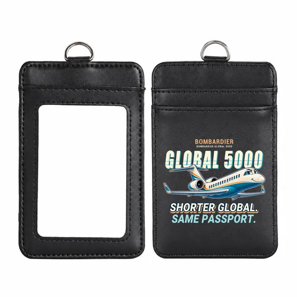 Bombardier Global 5000 - Cartoon - ID Card Holder - Black