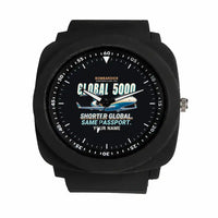 Thumbnail for Bombardier Global 5000 - Cartoon + Name - Rubber Strap - Black