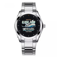 Thumbnail for Bombardier Global 5000 - Cartoon + Name - Stainless Steel Band - For Men