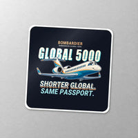 Thumbnail for Bombardier Global 5000 - Cartoon - Square Sticker - Close-up