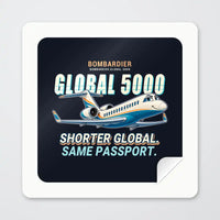 Thumbnail for Bombardier Global 5000 - Cartoon - Square Sticker - Peel
