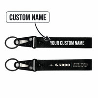 Thumbnail for Bombardier Global 5000 Hawk-Shaped Key Chains - Black - Heritage - Personalized