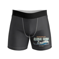 Thumbnail for Bombardier Global 5000 - Men Boxers - Cartoon + Name - Black