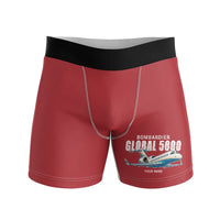 Thumbnail for Bombardier Global 5000 - Men Boxers - Cartoon + Name - Red