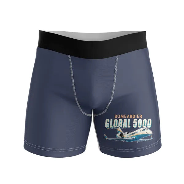 Bombardier Global 5000 - Men Boxers - Cartoon - Navy Blue