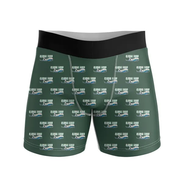 Bombardier Global 5000 - Men Boxers - Cartoon Pattern - Dark Green