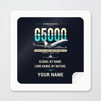 Thumbnail for Bombardier Global 5000 - Original + Name - Square Sticker - Peel