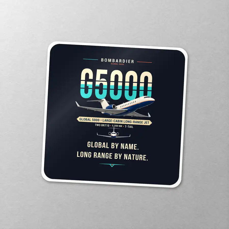 Bombardier Global 5000 - Original - Square Sticker - Close-up