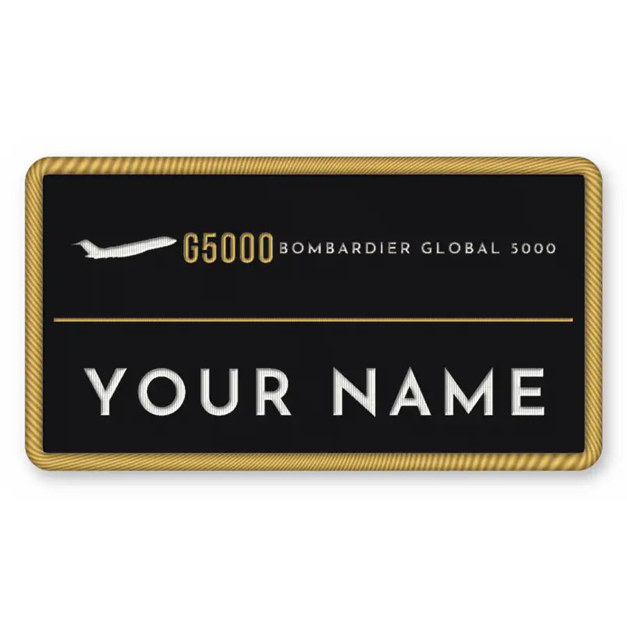 Bombardier Global 5000 Patches - Rectangle + Name - Black Gold