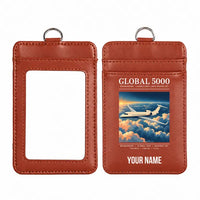 Thumbnail for Bombardier Global 5000 - Poster - ID Card Holder - Light Brown + Name