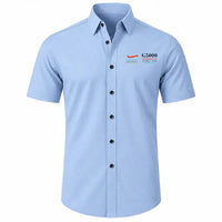 Thumbnail for Bombardier Global 5000 - Short Sleeve Shirt - Poster - Light Blue