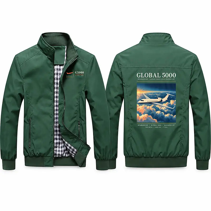Bombardier Global 5000 Stylish Jackets - Stand Collar - Poster - Green