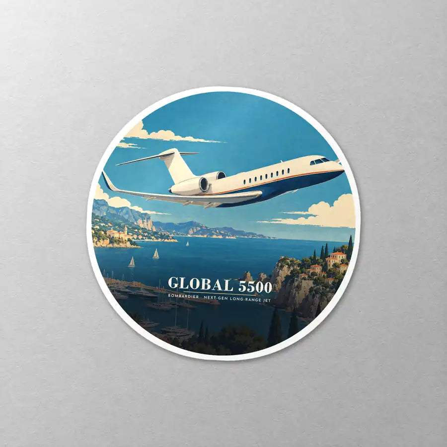 Bombardier Global 5500 - 3D - Circle Sticker - Close-up