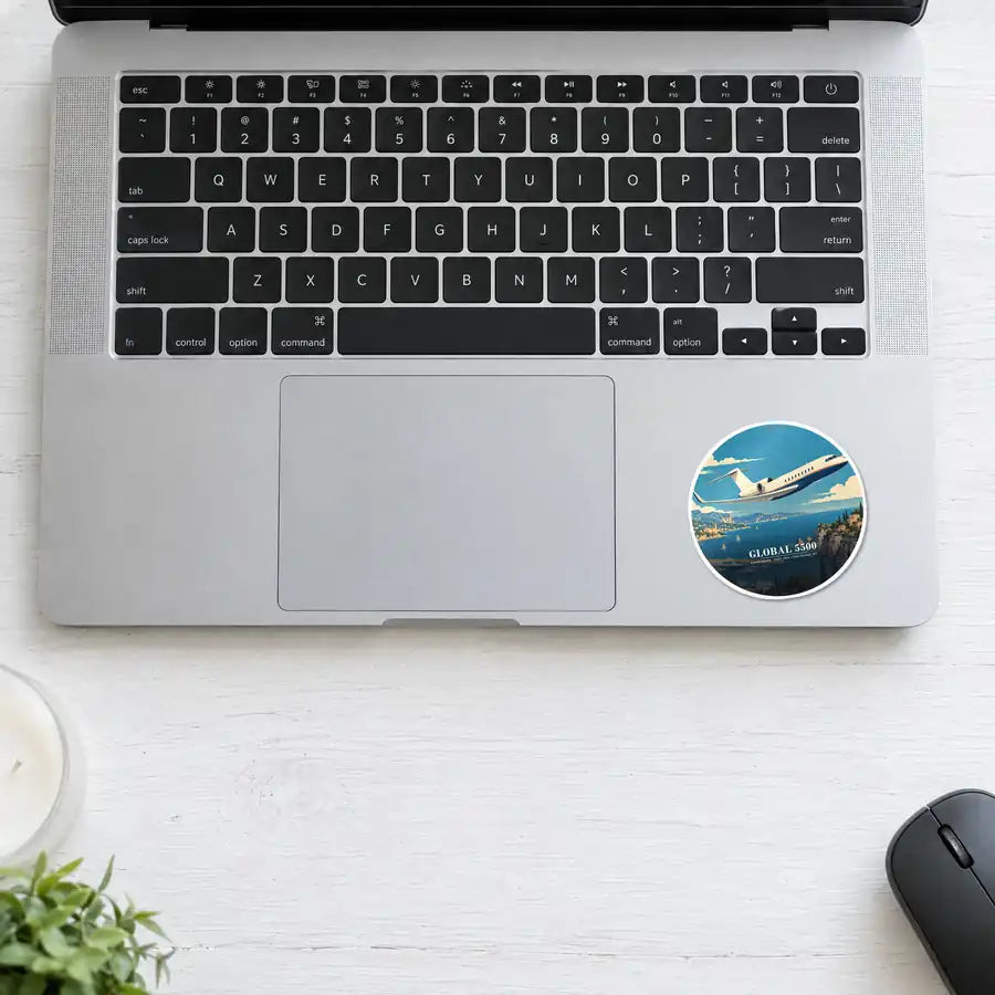 Bombardier Global 5500 - 3D - Circle Sticker - Laptop