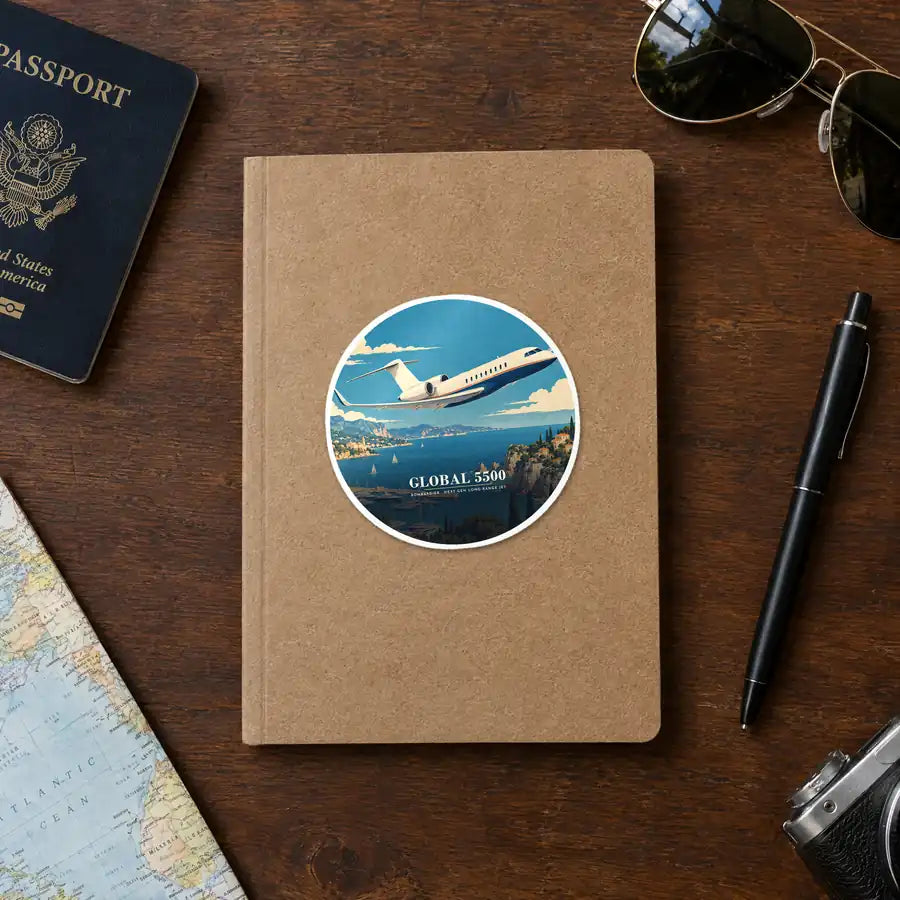 Bombardier Global 5500 - 3D - Circle Sticker - Notebook