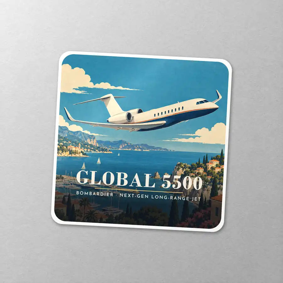 Bombardier Global 5500 - 3D - Square Sticker - Close-up