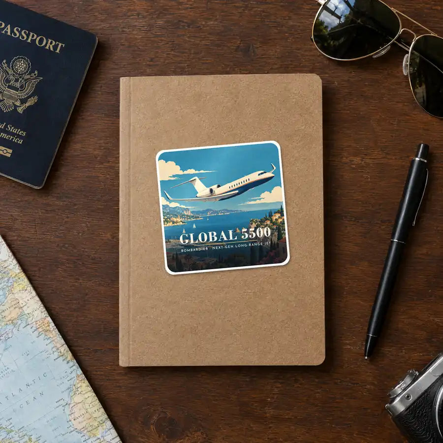 Bombardier Global 5500 - 3D - Square Sticker - Notebook