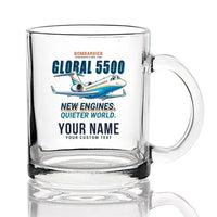 Thumbnail for Bombardier Global 5500 - Cartoon + Name - Coffee & Tea Glass