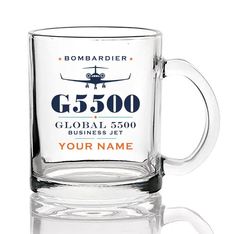 Bombardier Global 5500 - Heritage + Name - Coffee & Tea Glass