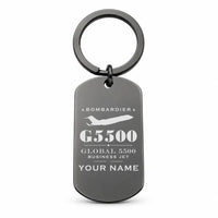 Thumbnail for Bombardier Global 5500 - Key Chain - Heritage + Name - Black
