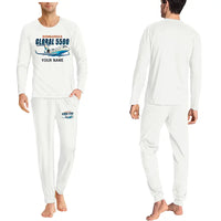 Thumbnail for Bombardier Global 5500 - Men Pajamas - Cartoon Chest + Name - White