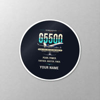 Thumbnail for Bombardier Global 5500 - Original + Name - Circle Sticker - Close-up