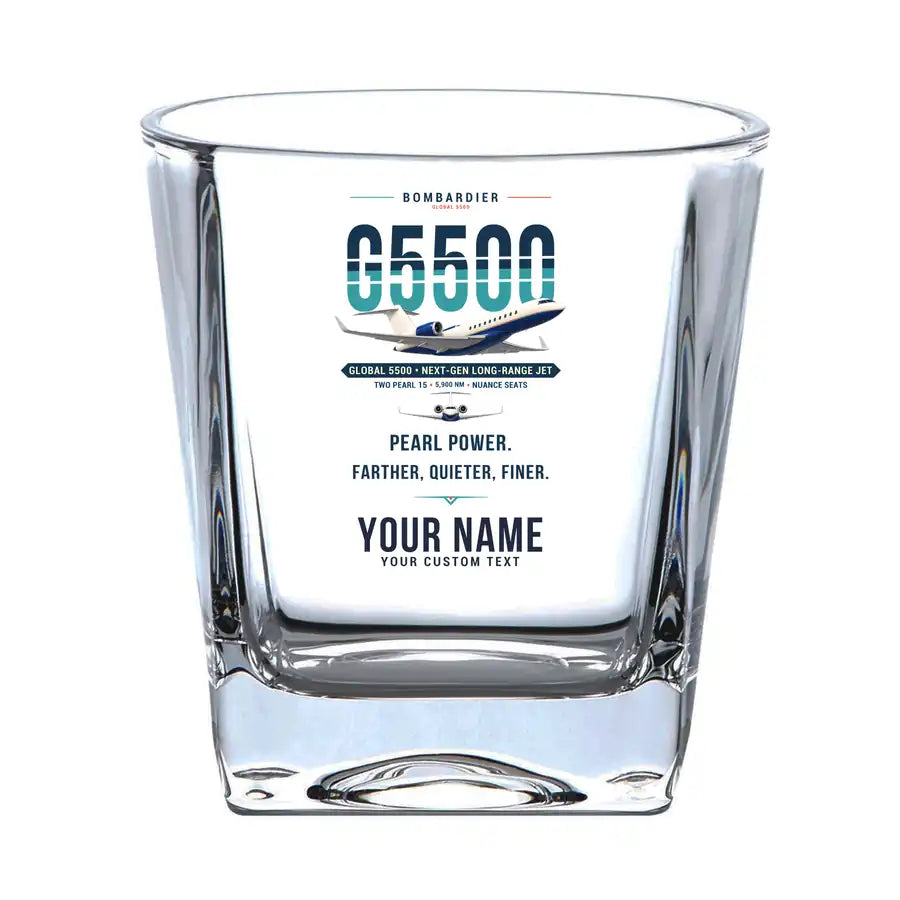 Bombardier Global 5500 - Original + Name - Whiskey Glass