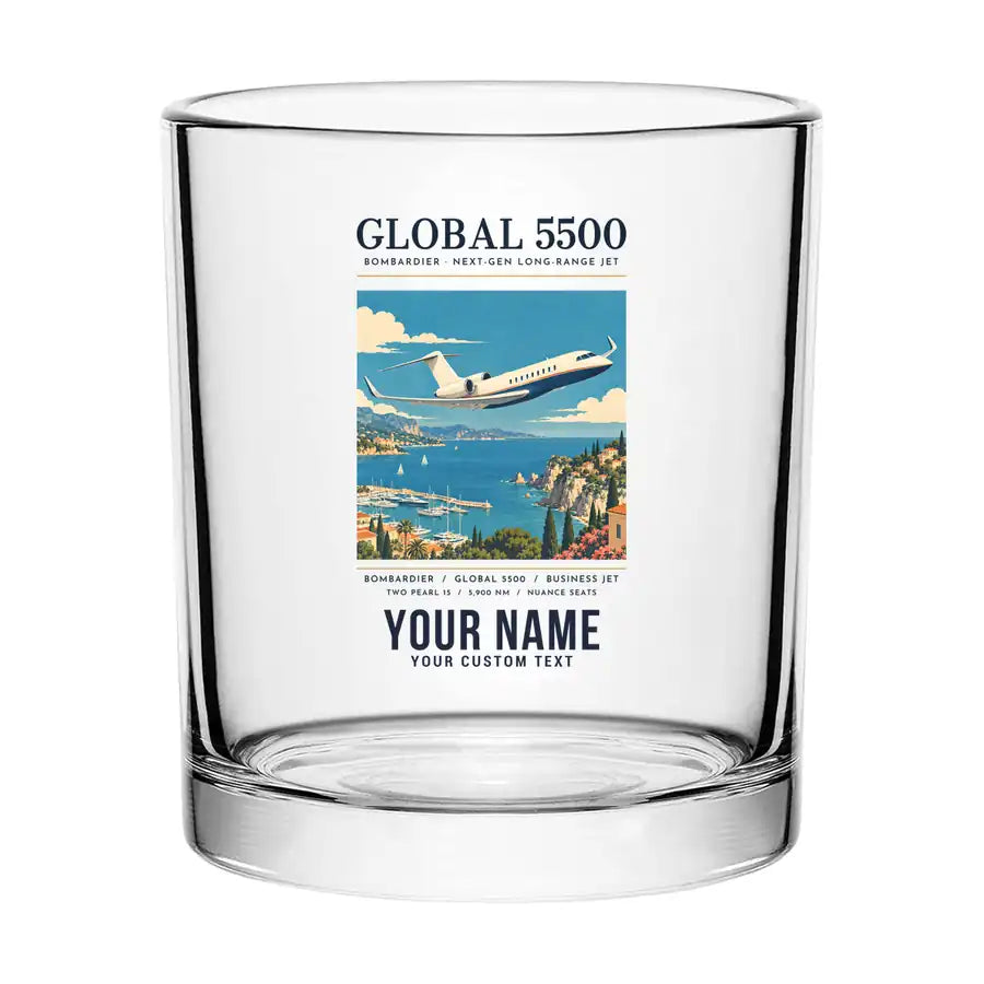 Bombardier Global 5500 - Poster + Name - Special Whiskey Glass