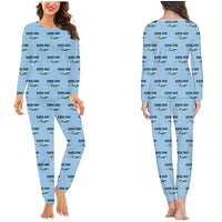 Thumbnail for Bombardier Global 5500 - Women Pajamas - Cartoon Pattern - Light Blue