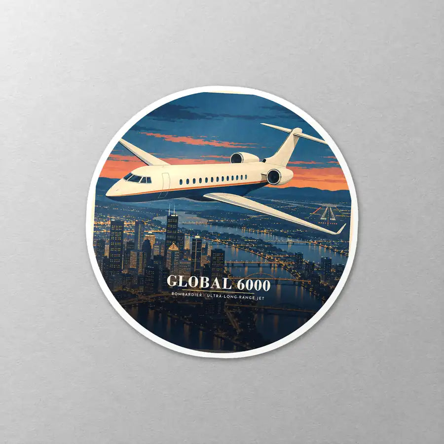 Bombardier Global 6000 - 3D - Circle Sticker - Close-up