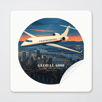 Thumbnail for Bombardier Global 6000 - 3D + Name - Circle Sticker - Peel