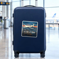 Thumbnail for Bombardier Global 6000 - 3D + Name - Square Sticker - Suitcase