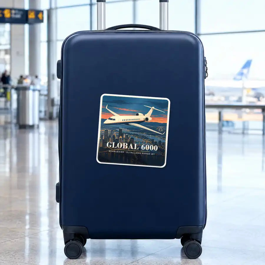 Bombardier Global 6000 - 3D - Square Sticker - Suitcase