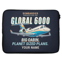 Thumbnail for Bombardier Global 6000 - Cartoon + Name - Laptop Sleeve