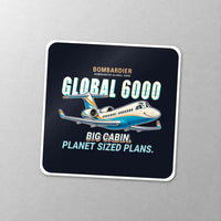 Thumbnail for Bombardier Global 6000 - Cartoon - Square Sticker - Close-up