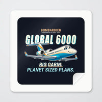 Thumbnail for Bombardier Global 6000 - Cartoon - Square Sticker - Peel