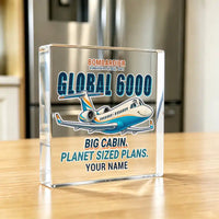 Thumbnail for Bombardier Global 6000 - Crystal Ornament - Cartoon + Name - Kitchen