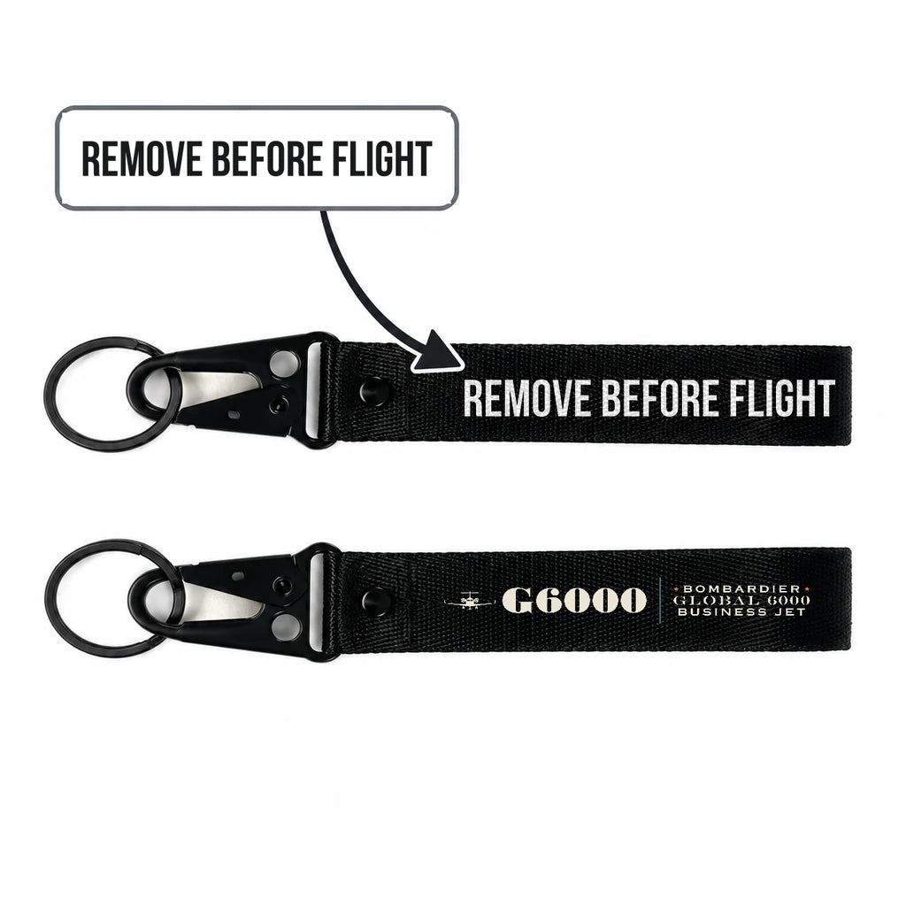 Bombardier Global 6000 Hawk-Shaped Key Chains - Black - Heritage - Remove Before Flight