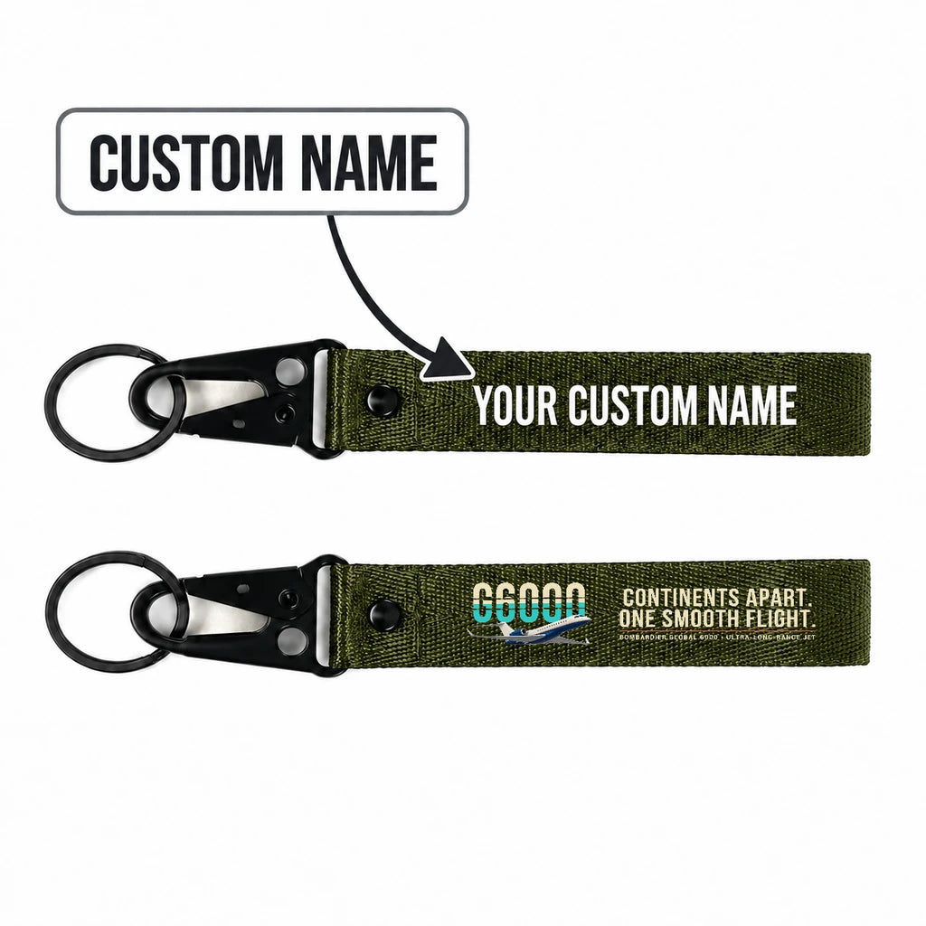 Bombardier Global 6000 Hawk-Shaped Key Chains - Dark Green - Original - Personalized