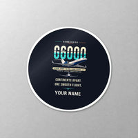 Thumbnail for Bombardier Global 6000 - Original + Name - Circle Sticker - Close-up