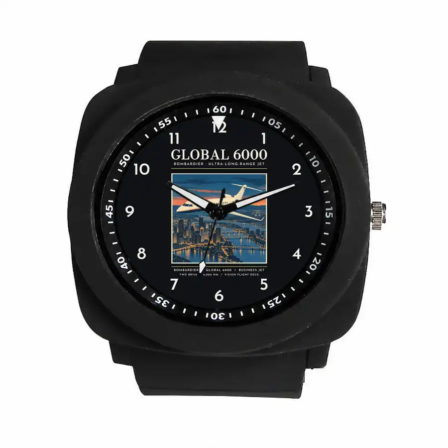 Bombardier Global 6000 - Poster - Rubber Strap - Black