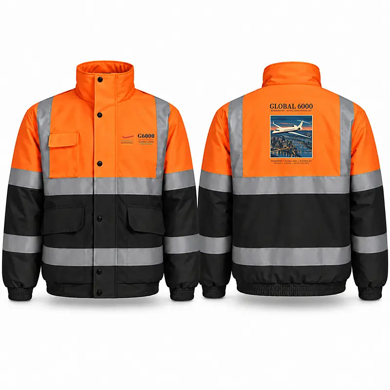 Bombardier Global 6000 Reflective Winter Jackets - Poster - Orange & Navy